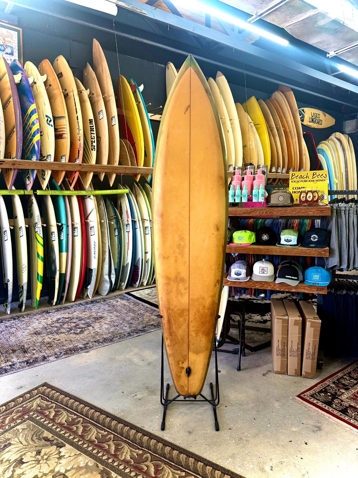 Vintage 1970s surfboard at Core Surf, Cape Canaveral, FL